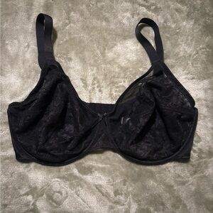 HSIA Floral Lace Minimizer Underwire Bra Black Size 34G